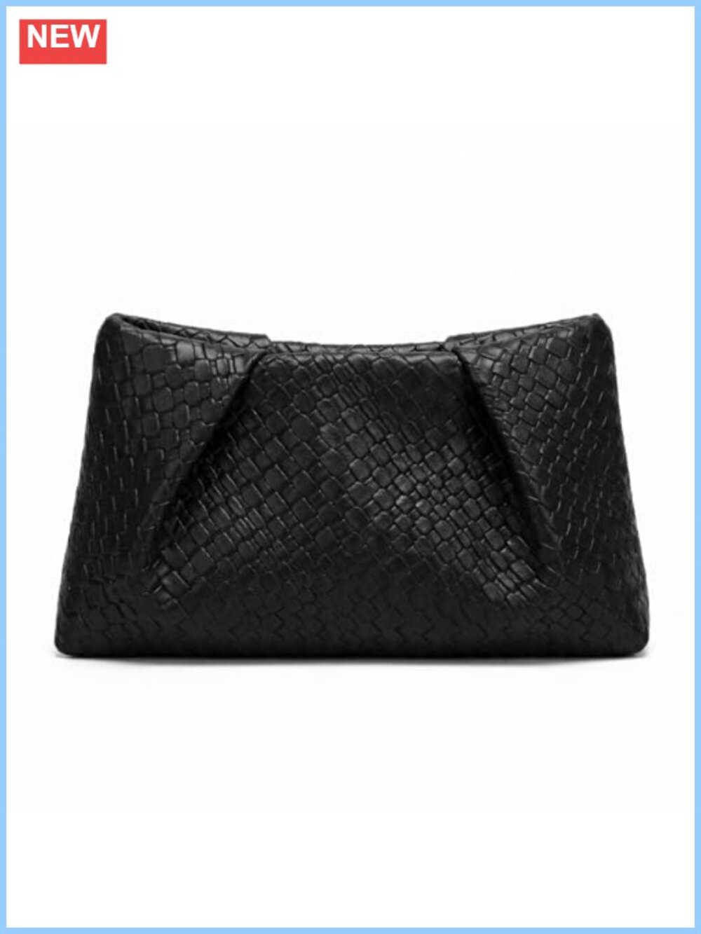 Oversized Woven PU Leather Clutch Pleated Evening Bag Wedding Party